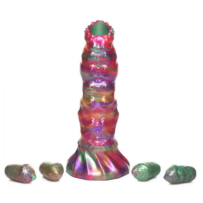 Larva Silicone Ovipositor Dildo with Eggs Creature Cocks Female Sex Toys