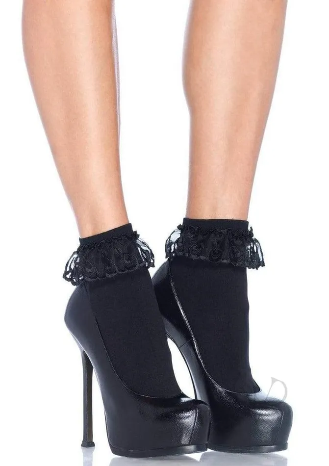 Leg Avenue Anal Leg Avenue Anklet with Lace Ruffle OS Black