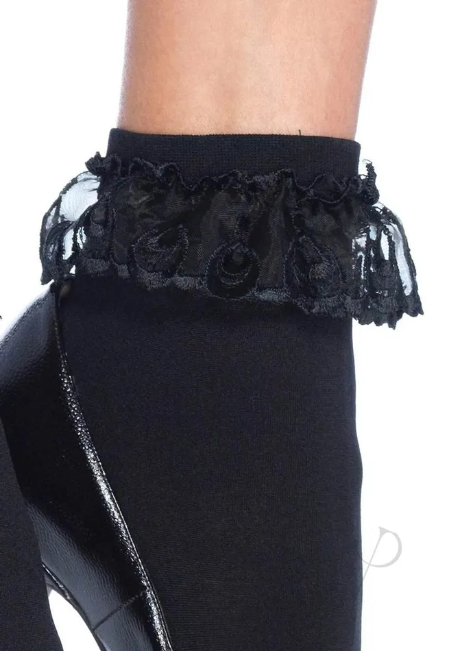 Leg Avenue Anal Leg Avenue Anklet with Lace Ruffle OS Black Leg Avenue Anal Leg Avenue Anklet with Lace Ruffle OS Black