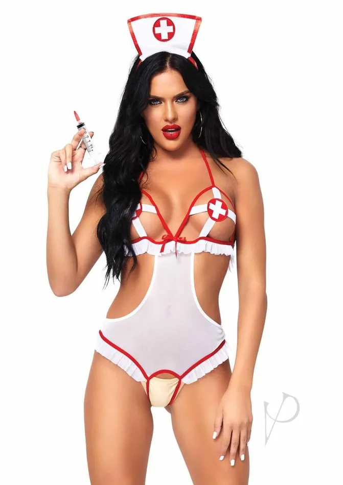 Leg Avenue Anal Leg Avenue Naughty Nurse Set 2 piece OS WhiteRed