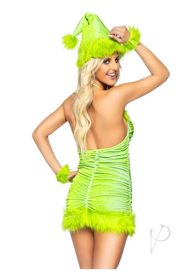 Leg Avenue Couples Leg Avenue Christmas Baddie Set Ruched Velvet Dress with Tie Back Halter Straps and Fur Trim Wrist Cuffs and Hat 3 Piece XSmall Green Leg Avenue Couples Leg Avenue Christmas Baddie Set Ruched Velvet Dress with Tie Back Halter Straps and Fur Trim Wrist Cuffs and Hat 3 Piece XSmall Green