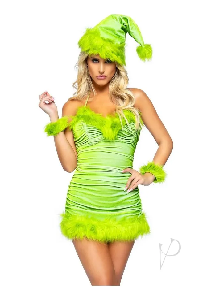 Leg Avenue Couples Leg Avenue Christmas Baddie Set Ruched Velvet Dress with Tie Back Halter Straps and Fur Trim Wrist Cuffs and Hat 3 Piece XSmall Green Leg Avenue Couples Leg Avenue Christmas Baddie Set Ruched Velvet Dress with Tie Back Halter Straps and Fur Trim Wrist Cuffs and Hat 3 Piece XSmall Green