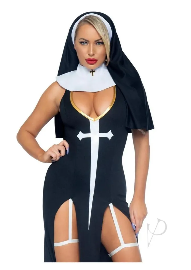 Leg Avenue Female Sex Toys Leg Avenue Sultry Sinner Dual Slit Garter Dress with Vinyl Cross Detail Vinyl Collar and Nun Habit 3 Piece Large BlackWhite Leg Avenue Female Sex Toys Leg Avenue Sultry Sinner Dual Slit Garter Dress with Vinyl Cross Detail Vinyl Collar and Nun Habit 3 Piece Large BlackWhite
