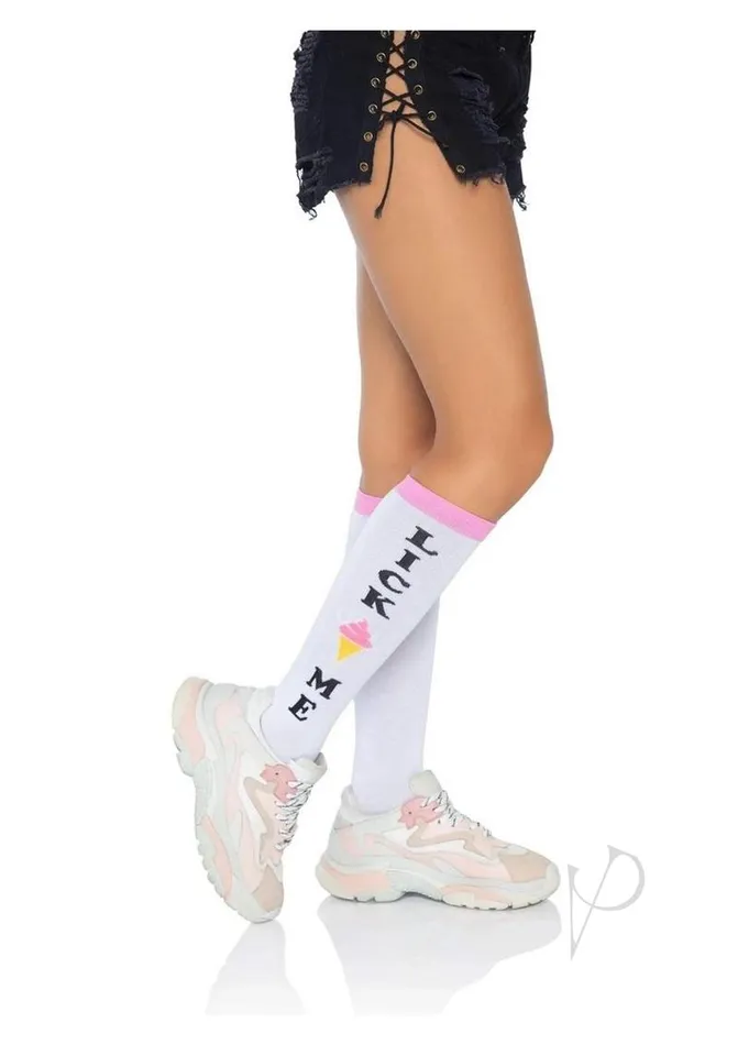 Leg Avenue Lick Me Knee Socks OS Multicolor Leg Avenue Vibrators