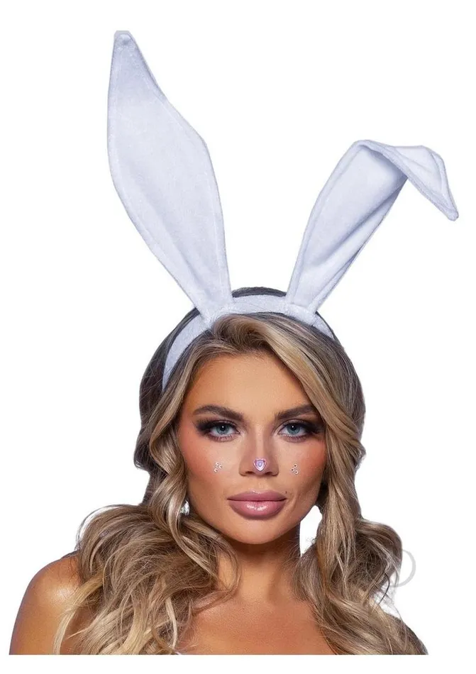 Leg Avenue Vibrators Leg Avenue Bendable Velvet Bunny Ears OS White