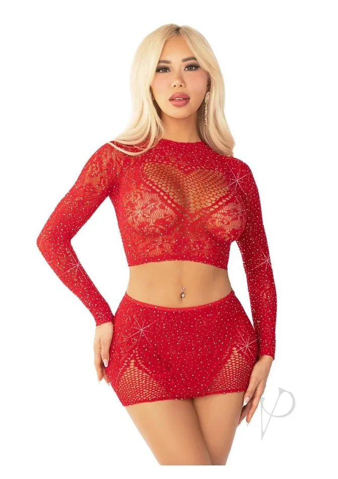 Leg Avenue Vibrators Leg Avenue Rhinestone Lace and Net Crop Top with Heart Keyhole Detail and Mini Skirt 2 Piece OS Red Leg Avenue Vibrators Leg Avenue Rhinestone Lace and Net Crop Top with Heart Keyhole Detail and Mini Skirt 2 Piece OS Red