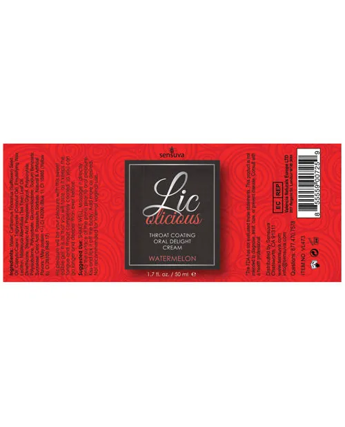 Lic O Licious Vibrators Licolicious Throat Coating Oral Delight Cream Watermelon 17oz Lic O Licious Vibrators Licolicious Throat Coating Oral Delight Cream Watermelon 17oz