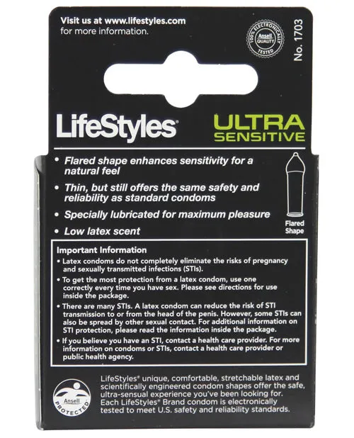 Lifestyles Male Sex Toys Lifestyles Condom Ultra Sensitive Lubricated 3 Pack