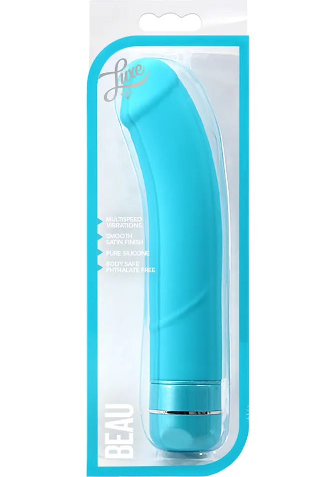 Luxe Female Sex Toys Luxe Beau Vibrating Silicone Dildo 85in Blue