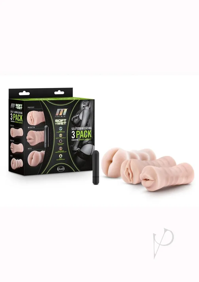 M For Men M for Men Soft and Wet SelfLubricating Vibrating Masturbator Kit Set Of 3 Vanilla Male Sex Toys M For Men M for Men Soft and Wet SelfLubricating Vibrating Masturbator Kit Set Of 3 Vanilla Male Sex Toys