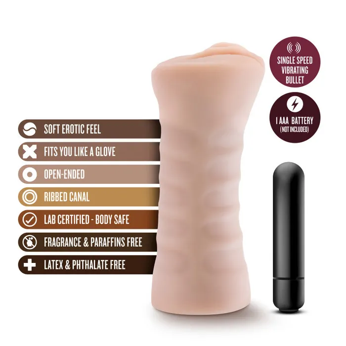 M for Men Rain Flesh Vibrating Vagina Stroker Blush Novelties Male Sex Toys