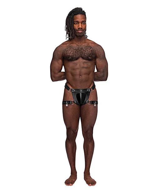 Male Power Anal Leather Scorpio Adjustable Waist Leg Band Thong Black OS Male Power Anal Leather Scorpio Adjustable Waist Leg Band Thong Black OS