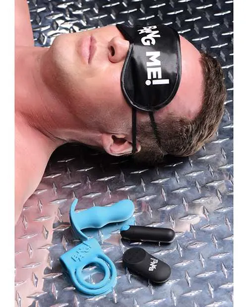 Male Sex Toys Bang Bang Duo Blast Plug and Cock Ring Kit set of 4 Blue
