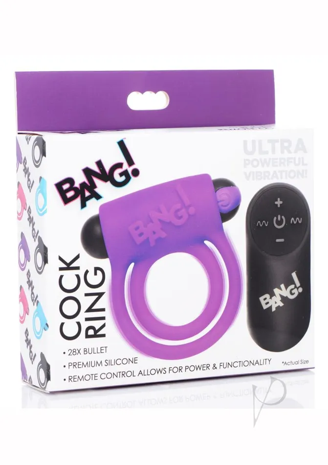 Male Sex Toys Bang Bang Silicone Rechargeable Cock Ring and Bullet with Remote Control Purple Male Sex Toys Bang Bang Silicone Rechargeable Cock Ring and Bullet with Remote Control Purple
