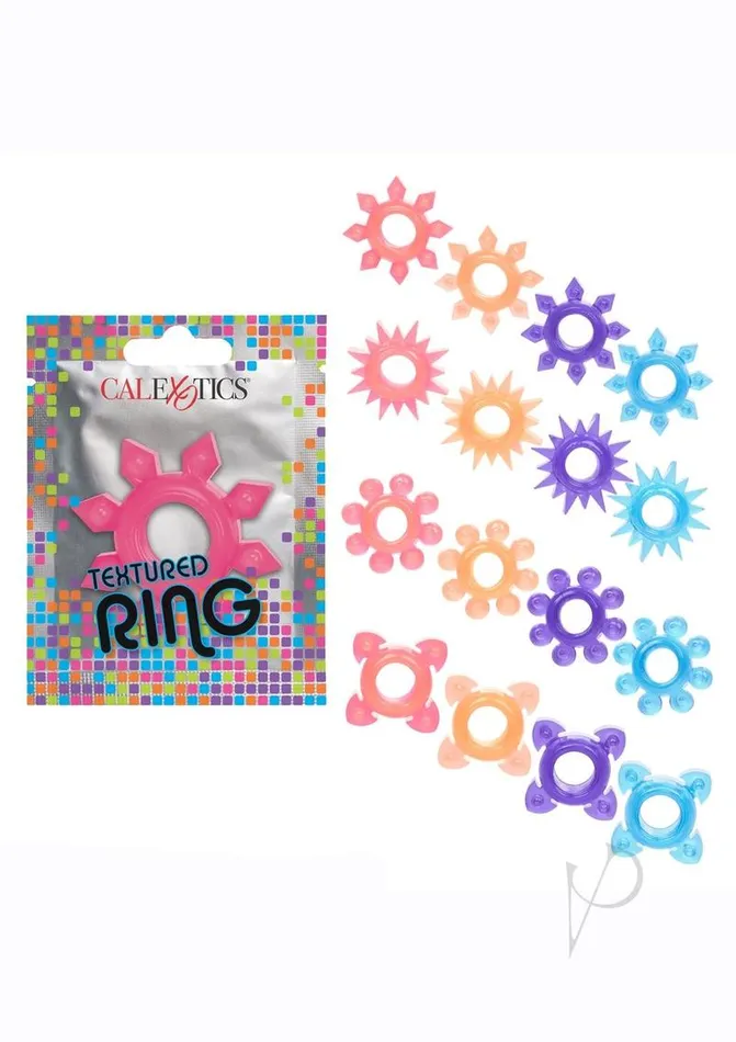 Male Sex Toys Fun Packs Foil Pack Textured Cock Ring Assorted Colors