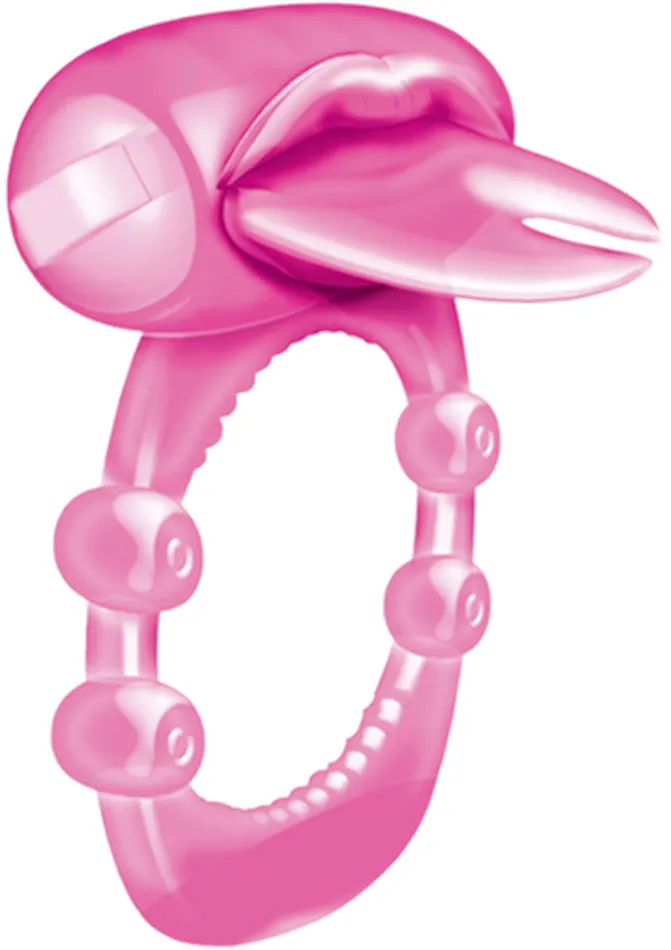 Male Sex Toys Hott Products Forked Tongue Vibrating Silicone Cock Ring Waterproof Magenta