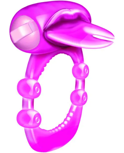 Male Sex Toys Hott Products Forked Tongue Vibrating Silicone Cock Ring Waterproof Magenta