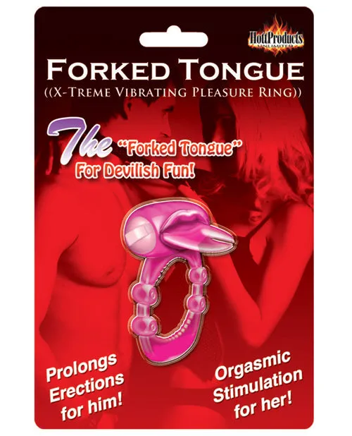 Male Sex Toys Hott Products Forked Tongue Vibrating Silicone Cock Ring Waterproof Magenta
