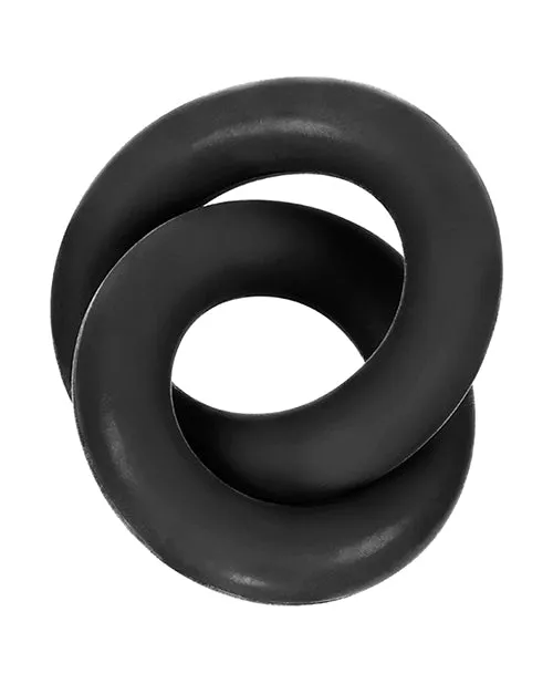 Male Sex Toys Hunkyjunk Duo Silicone Double Cock Ring Black Hunkyjunk