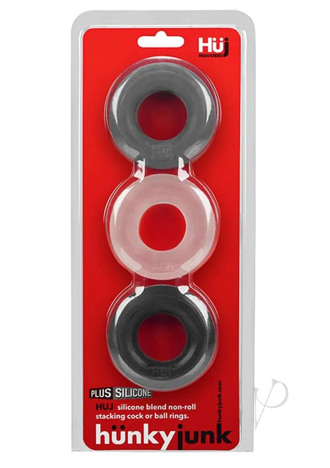 Male Sex Toys Hunkyjunk Hunkyjunk HUJ3 Silicone Cock Ring 3 Pack BlackGrayClear Male Sex Toys Hunkyjunk Hunkyjunk HUJ3 Silicone Cock Ring 3 Pack BlackGrayClear