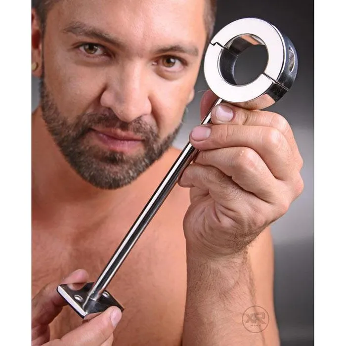 Male Sex Toys Master Series Locking Mounted CBT Scrotum Cuff with Bar