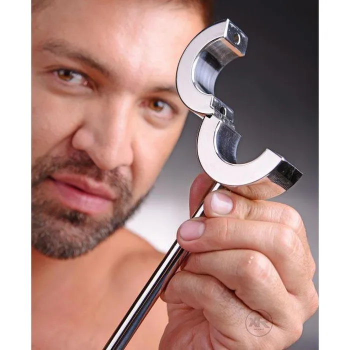 Male Sex Toys Master Series Locking Mounted CBT Scrotum Cuff with Bar