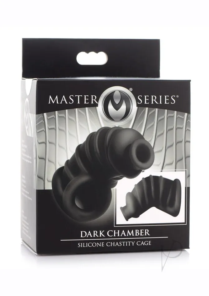 Male Sex Toys Master Series Master Series Dark Chamber Silicone Chastity Cage Black Male Sex Toys Master Series Master Series Dark Chamber Silicone Chastity Cage Black