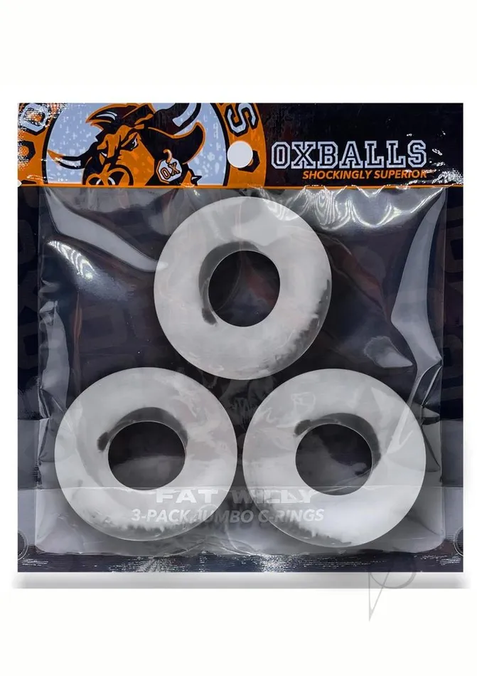 Male Sex Toys Oxballs Oxballs Fat Willy Jumbo Cock Ring 3 pack Clear