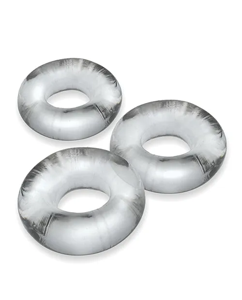 Male Sex Toys Oxballs Oxballs Fat Willy Jumbo Cock Ring 3 pack Clear