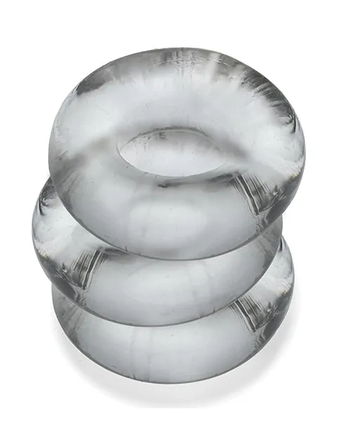 Male Sex Toys Oxballs Oxballs Fat Willy Jumbo Cock Ring 3 pack Clear
