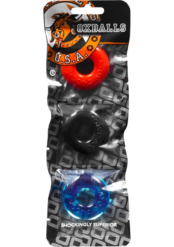 Male Sex Toys Oxballs Oxballs Ringer Donut Cock Ring 3 Pack Multiple