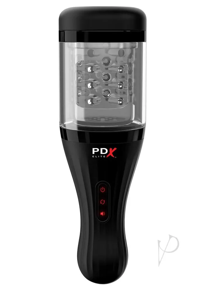 Male Sex Toys PDX Elite Rechargeable Talk Dirty Rotobator Masturbator Pussy ClearBlack Pdx Elite