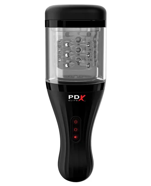 Male Sex Toys PDX Elite Rechargeable Talk Dirty Rotobator Masturbator Pussy ClearBlack Pdx Elite