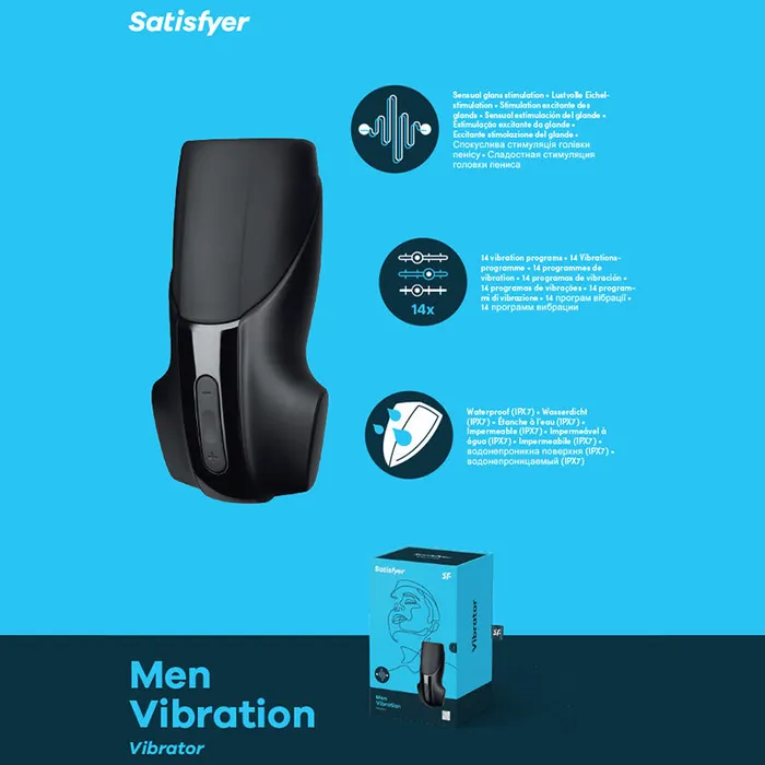 Male Sex Toys Satisfyer Men Vibration Black Masturbator Satisfyer