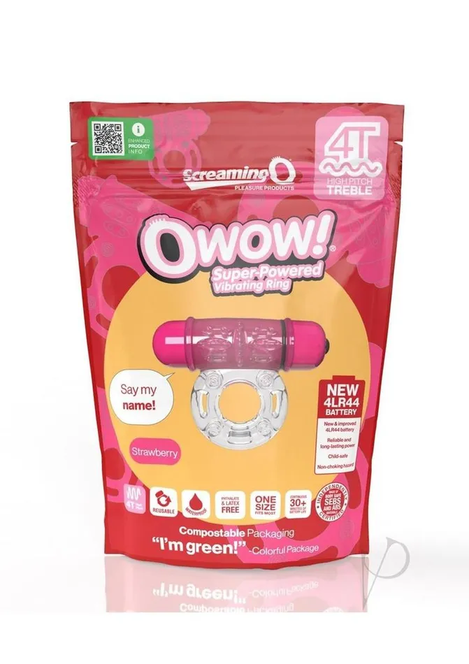 Male Sex Toys Screaming O Screaming O 4T O Wow Vibrating Ring Strawberry