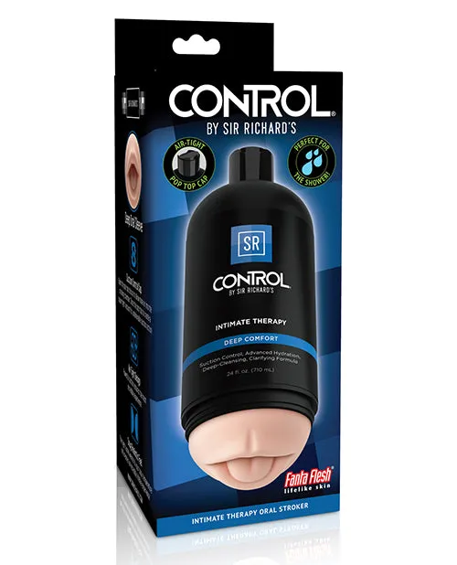 Male Sex Toys Sir Richards Sir Richards Control Intimate TherapyDeep Comfort Masturbator Oral BlackVanilla