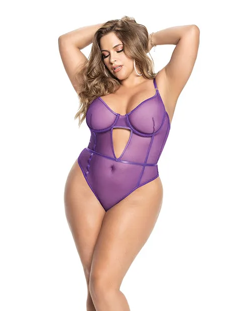 Mapale Underwire Sheer Mesh Teddy wAdjustable Straps Crotch Closure Orchid 2X3X Male Sex Toys