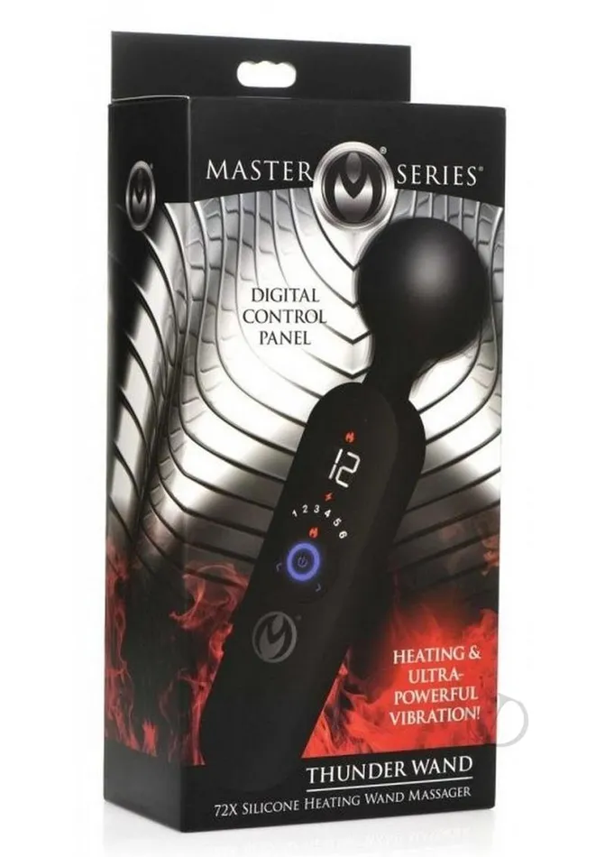 Master Series Master Series Thunder Wand 72X Rechargeable Silicone Heating Wand Massager Black Female Sex Toys Master Series Master Series Thunder Wand 72X Rechargeable Silicone Heating Wand Massager Black Female Sex Toys