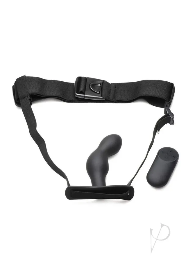 Master Series PSpot Plugger 28X Rechargeable Silicone Prostate Plug with Harness and Remote Control Black Master Series Anal