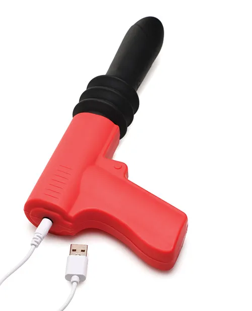 Master Series Thrusting Pistola Rechargeable Silicone Vibrator RedBlack Master Series Vibrators