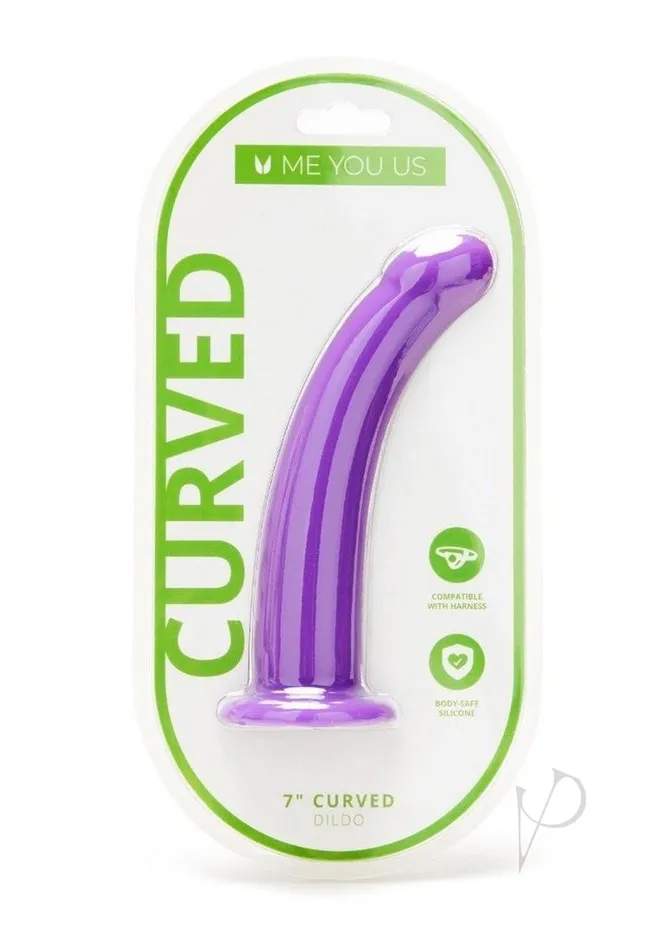ME YOU US Curved Silicone Dildo 7in Purple Me You Us Dildos