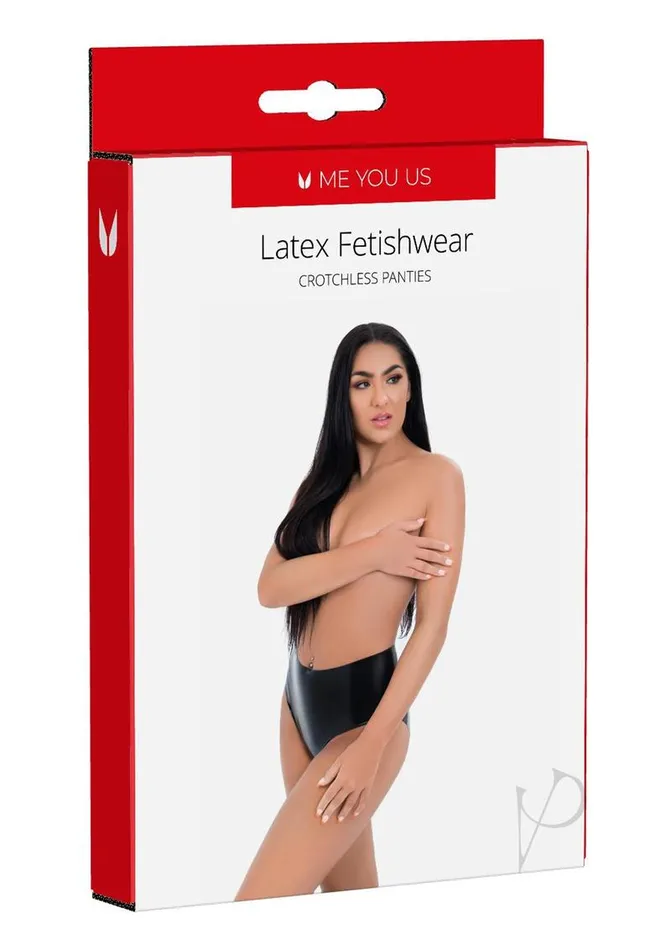 ME YOU US Latex Crotchless Panties Large Black Me You Us Anal