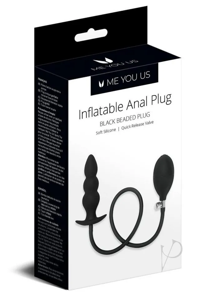 Me You Us ME YOU US Inflatable Silicone Anal Beaded Plug Black Anal