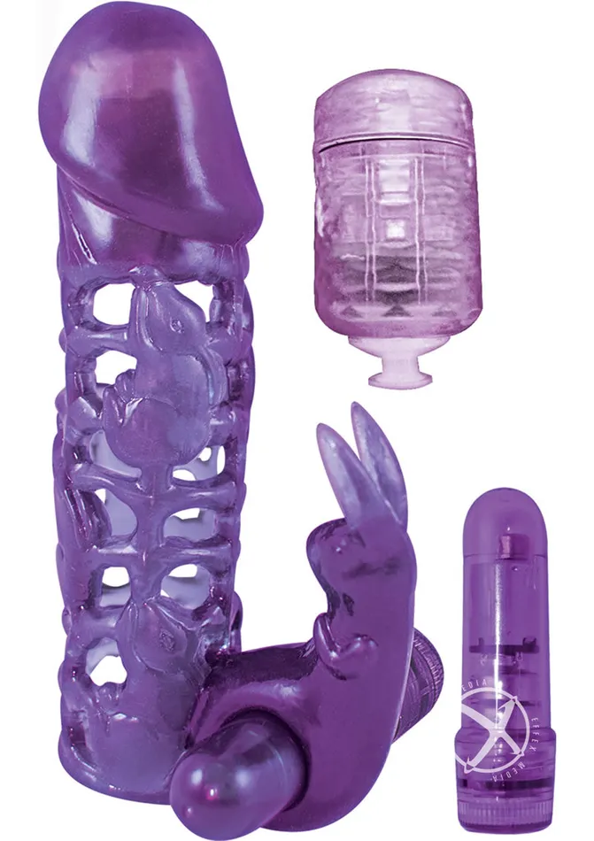 Nasstoys Clit Tickler Penis Extender Vibrating Sleeve Purple Male Sex Toys