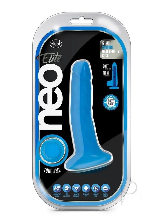 Neo Elite Female Sex Toys Neo Elite Silicone Dual Density Dildo 6in Blue