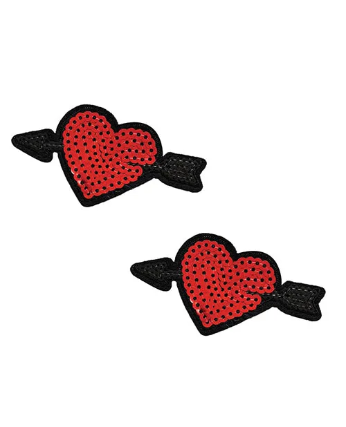 Neva Nude Neva Nude Sequin Arrow Heart Pasties 2 Wears Red OS Anal