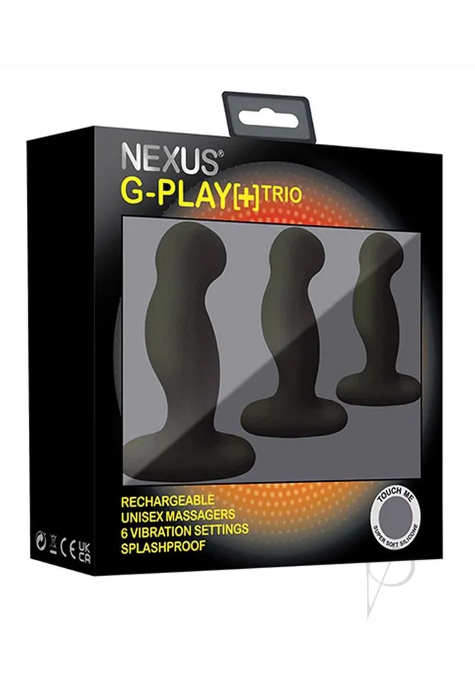 Nexus GPLAYTRIO Unisex Rechargeable Silicone Vibrator Set 3 piece Black Nexus Anal Nexus GPLAYTRIO Unisex Rechargeable Silicone Vibrator Set 3 piece Black Nexus Anal