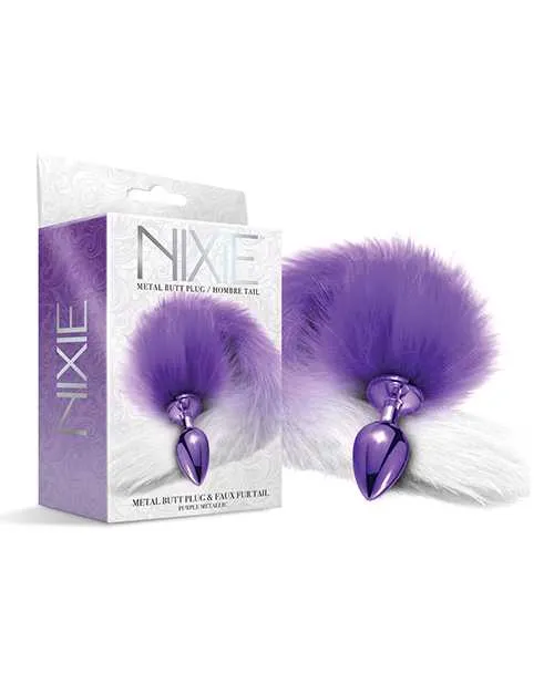Nixie Anal Nixie Metal Butt Plug wFaux Fur Tail Purple Metallic