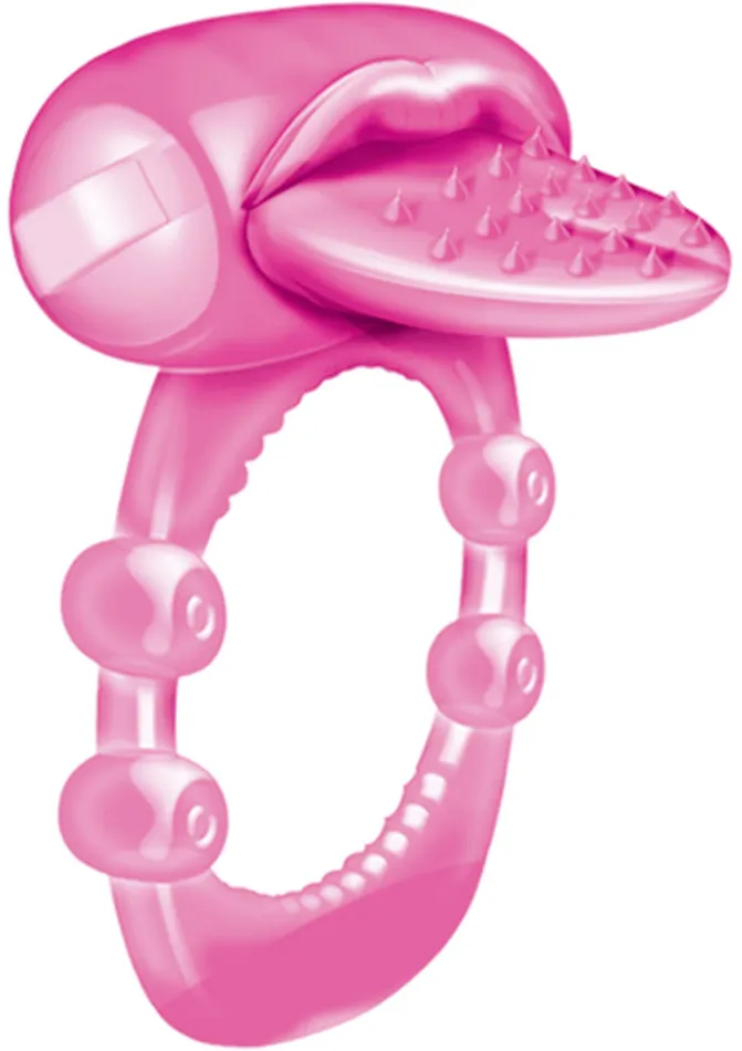 Nubbie Tongue Vibrating Silicone Cock Ring Waterproof Magenta Hott Products Male Sex Toys
