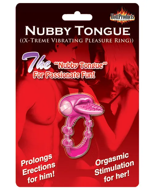 Nubbie Tongue Vibrating Silicone Cock Ring Waterproof Magenta Hott Products Male Sex Toys